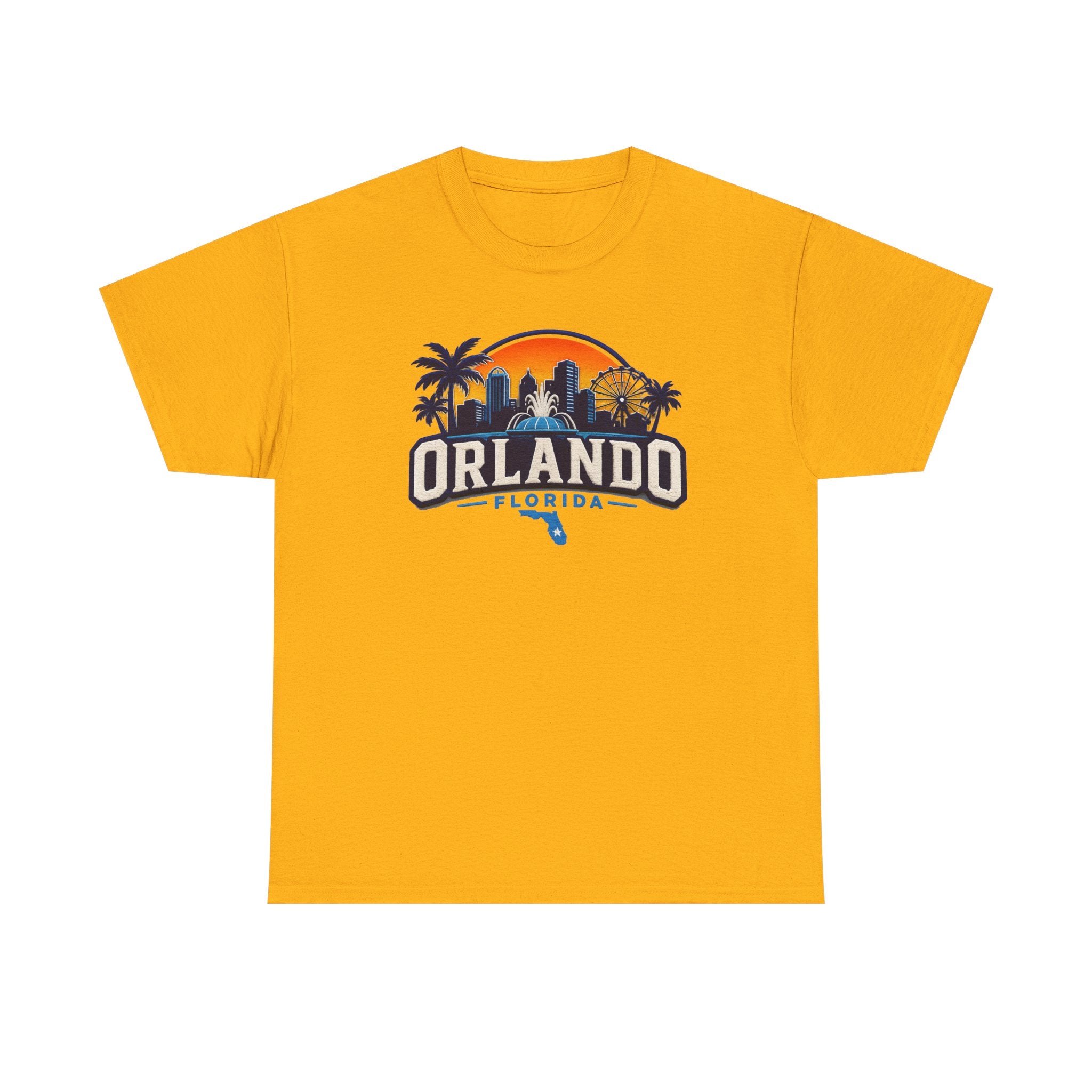 Orlando Florida Sunset T-Shirt — Retro Skyline & Palm Tree Vacation Tee