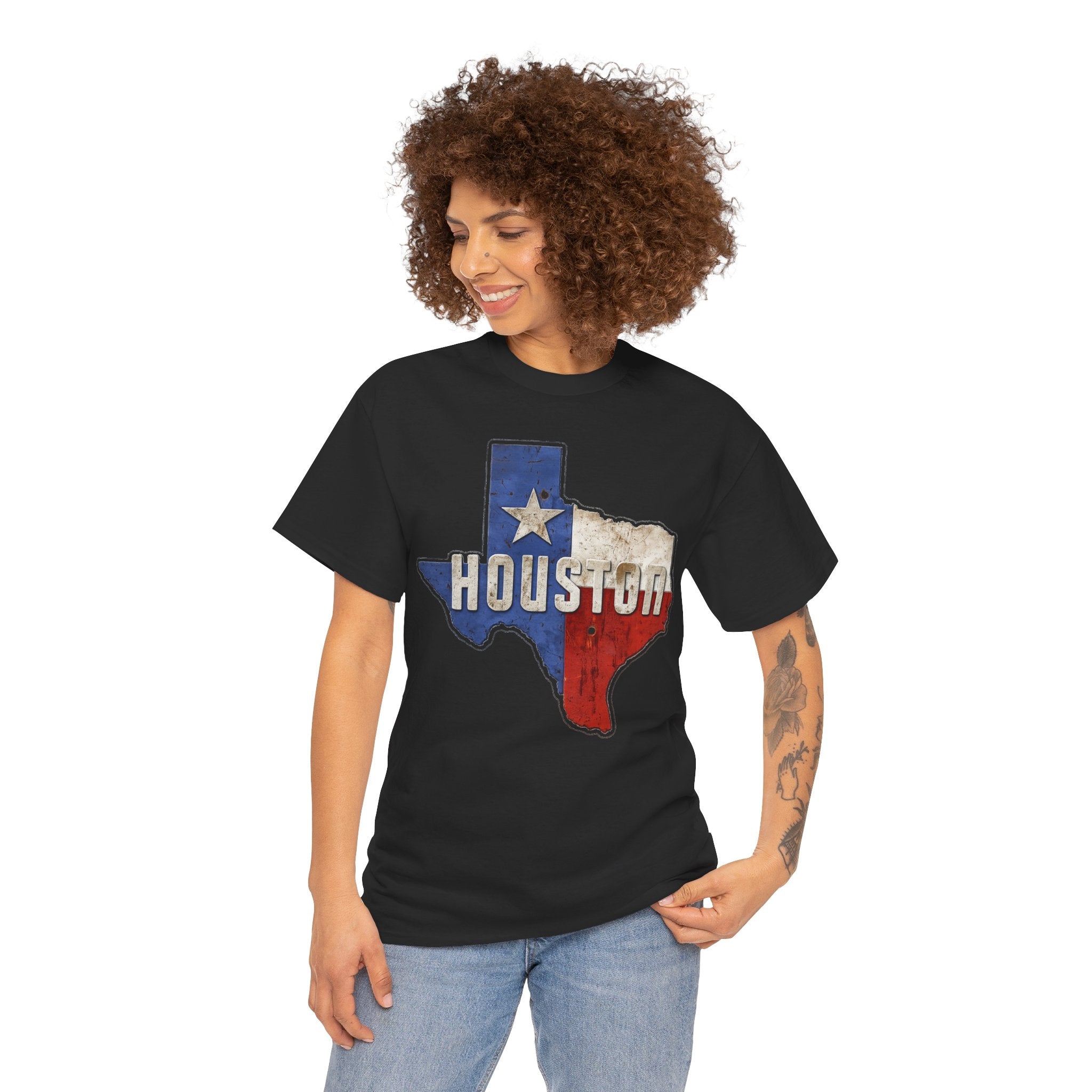 Houston Texas Flag Graphic Tee — Vintage State Outline T-Shirt