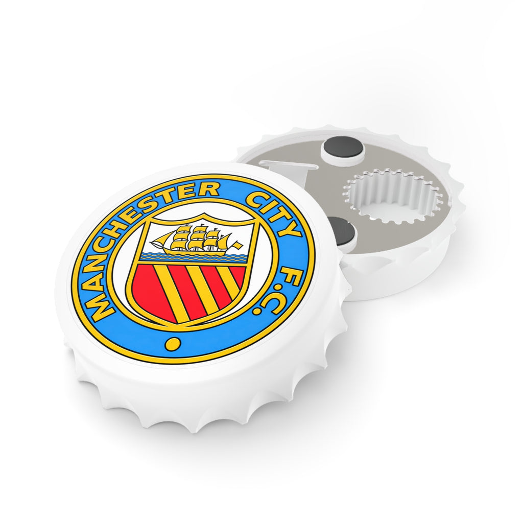 Manchester City Retro Crest Bottle Opener - Soccer Club Crest Magnetic Beer Opener