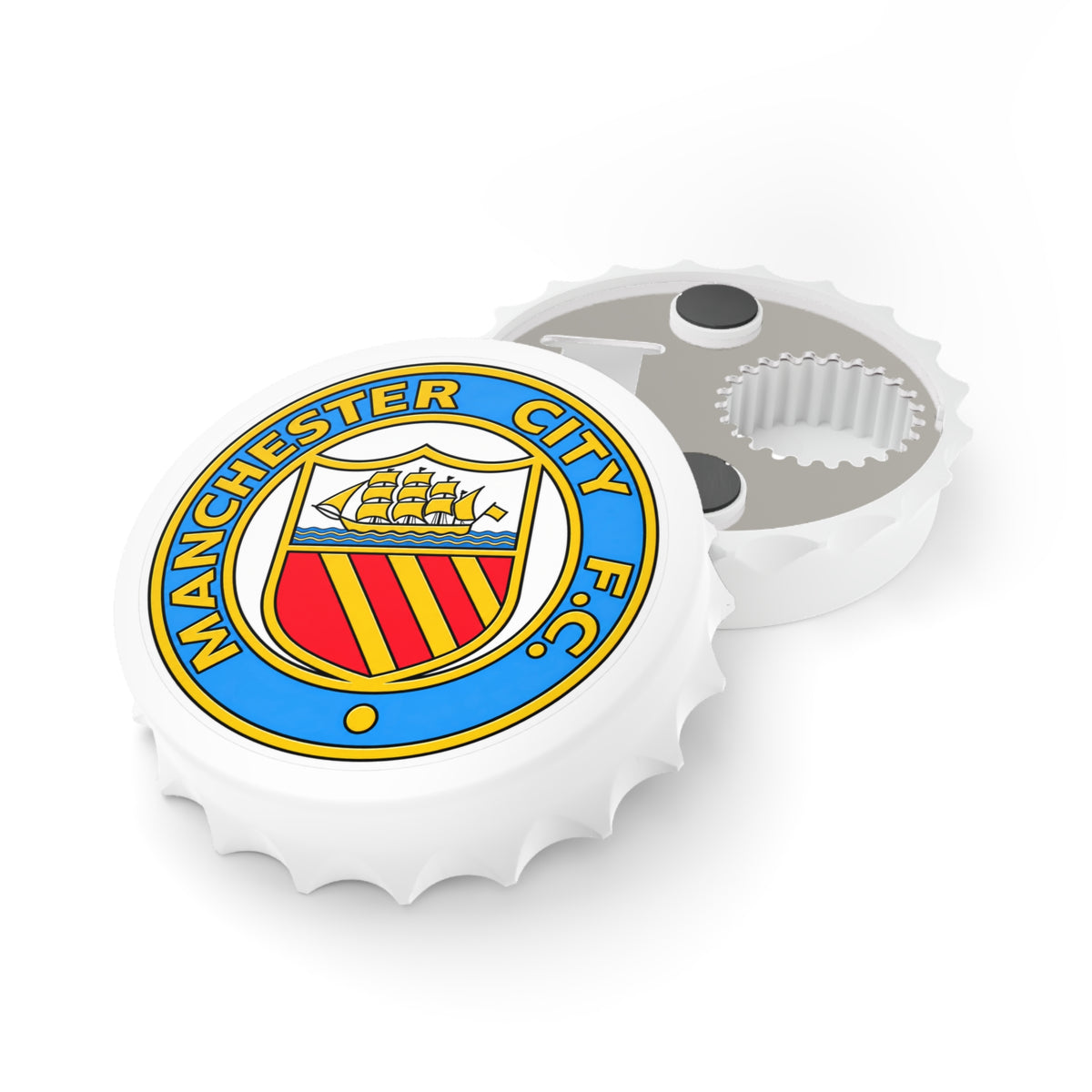 Manchester City Retro Crest Bottle Opener - Soccer Club Crest Magnetic Beer Opener