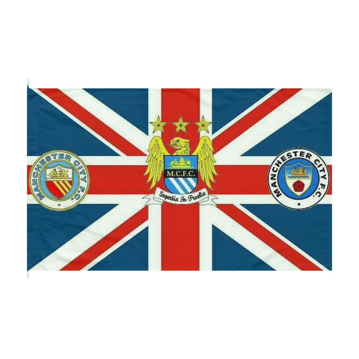 Manchester City Retro Union Jack Double-Sided Fan Flag