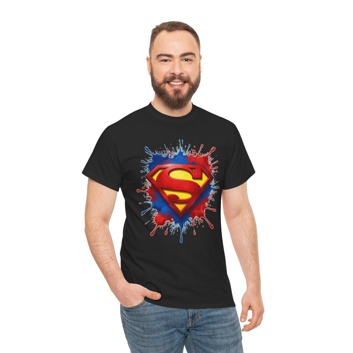 Superhero Emblem Paint-Splash T-Shirt