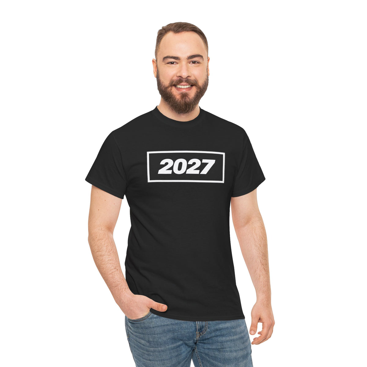 Oasis Inspired 2027 Graphic Tee — Minimal Year Rectangle T‑Shirt for New Year Celebrations