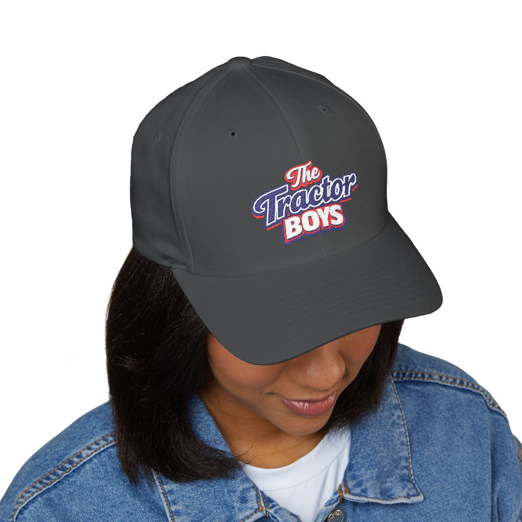 Embroidered 'The Tractor Boys' Structured Cap - Retro Red & Blue Logo