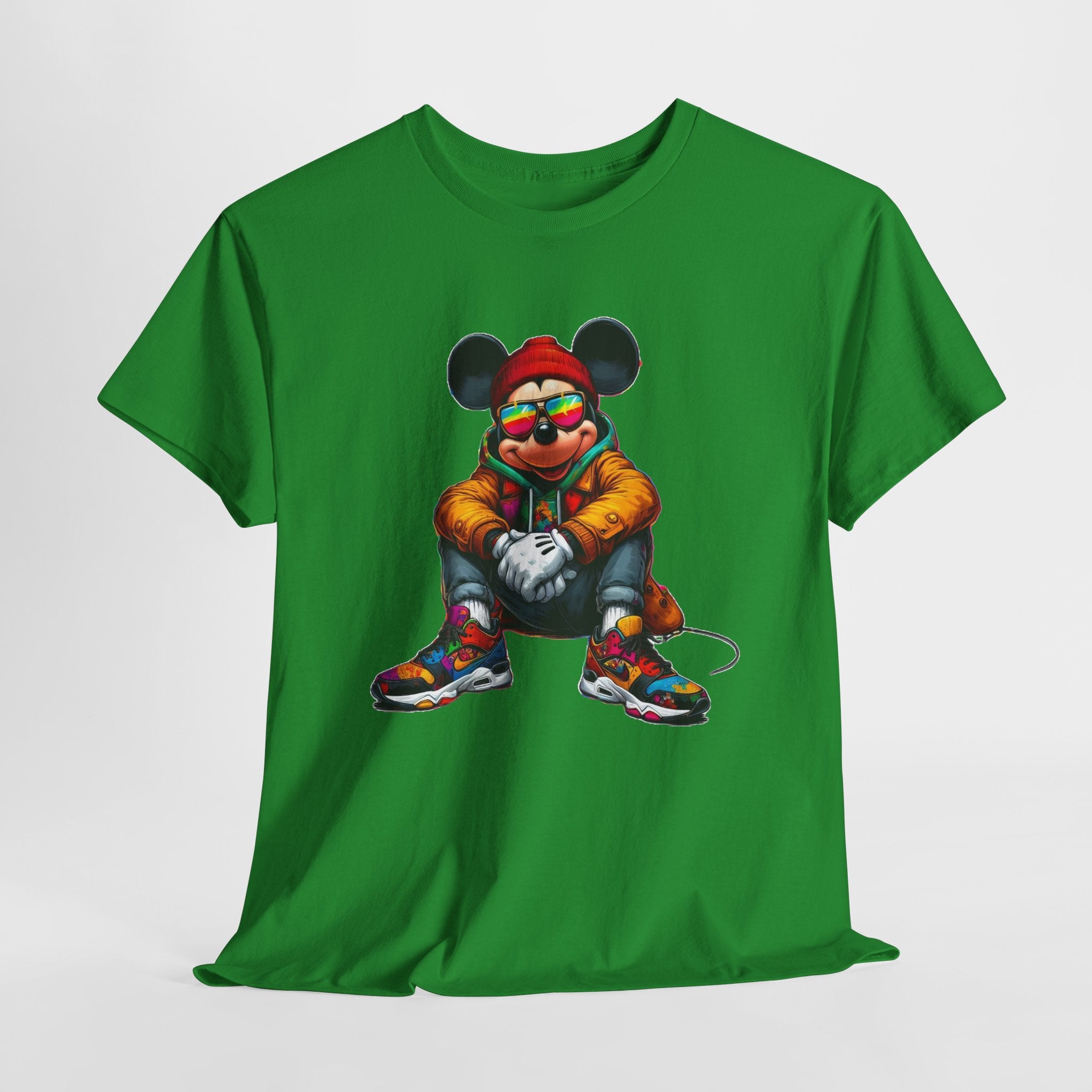 Mickey Mouse Streetwear Graphic Tee — Hip-Hop Mouse Character Sitting in Sneakers