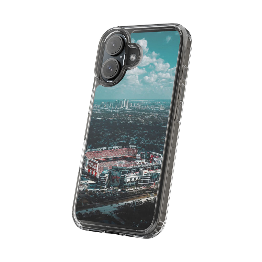Tampa Bay Raymond James Stadium Clear Phone Case — Aerial City Stadium Design