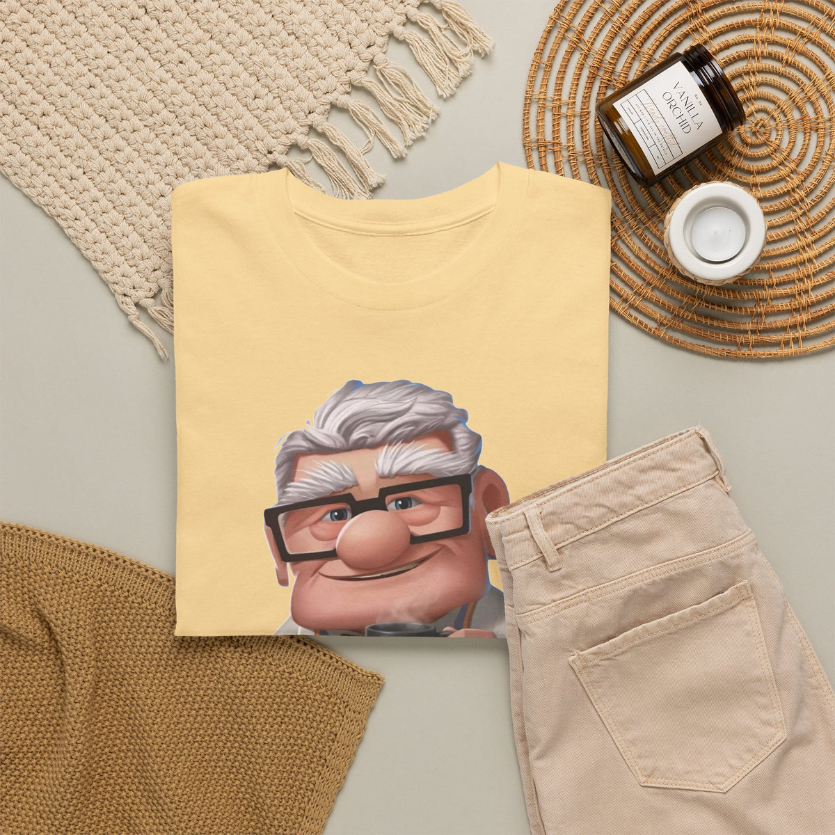 Disney Up Cartoon Grandpa Mug Graphic Tee - Cute Elderly Character T-Shirt
