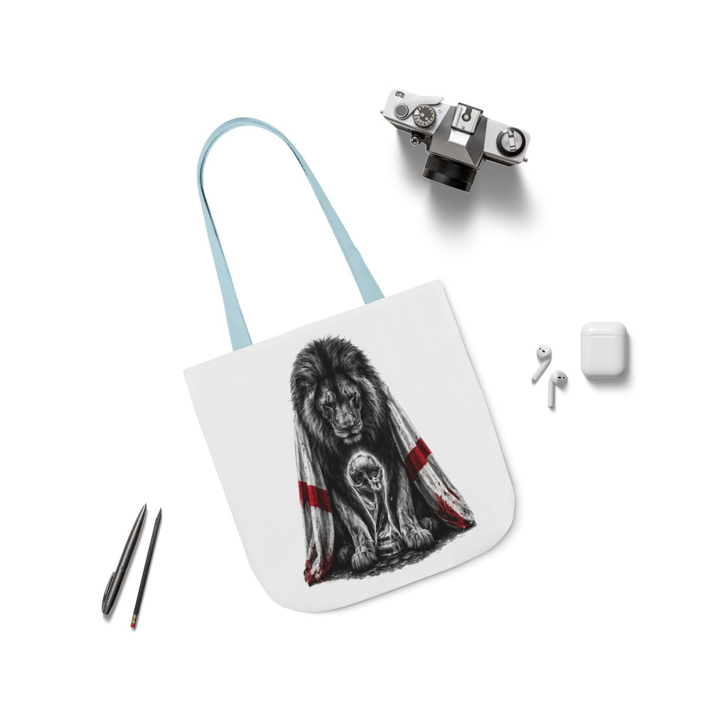 England Lion Guardian Canvas Tote — Protective Lion & Cub Illustration Tote Bag