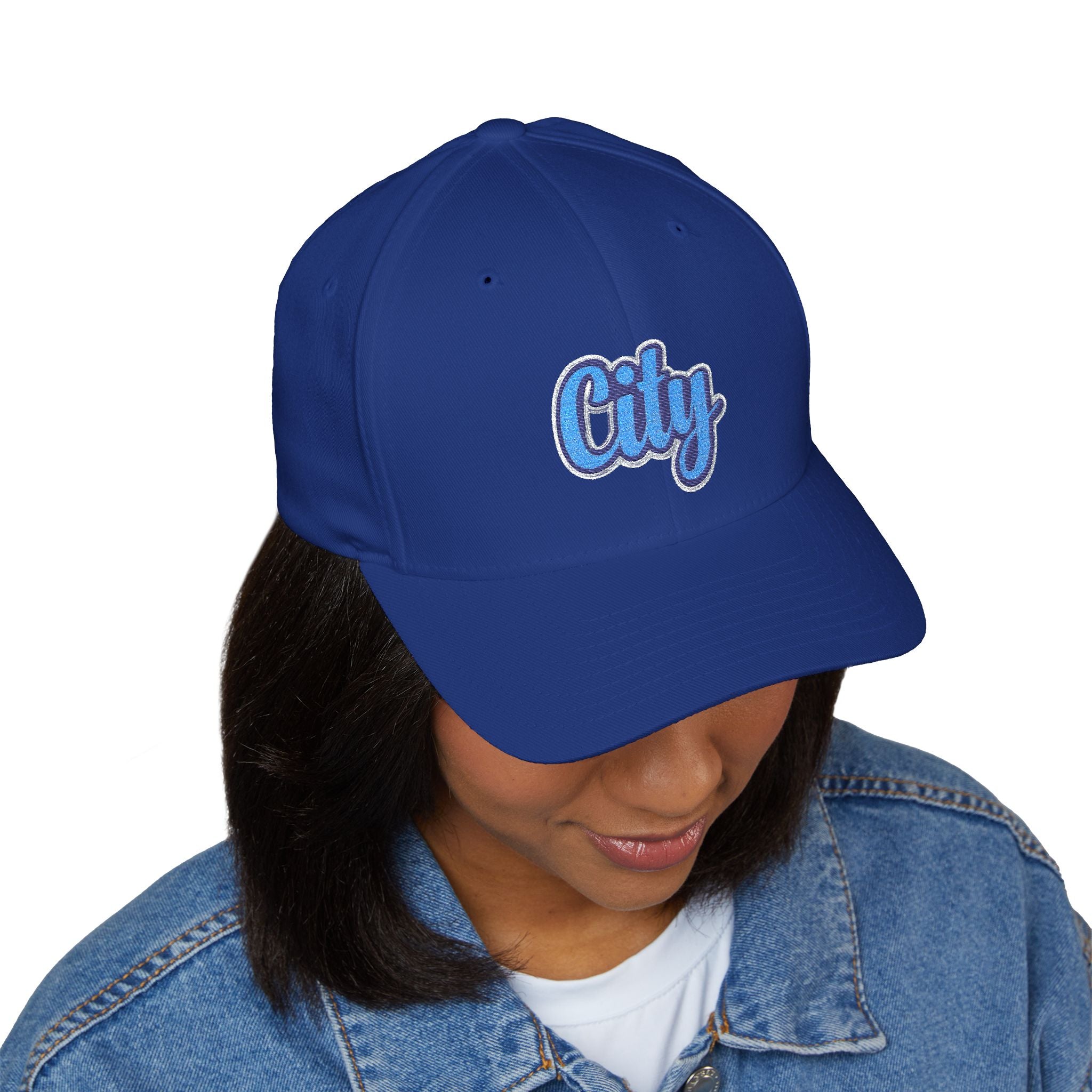 Embroidered "City" Script Closed-Back Baseball Cap