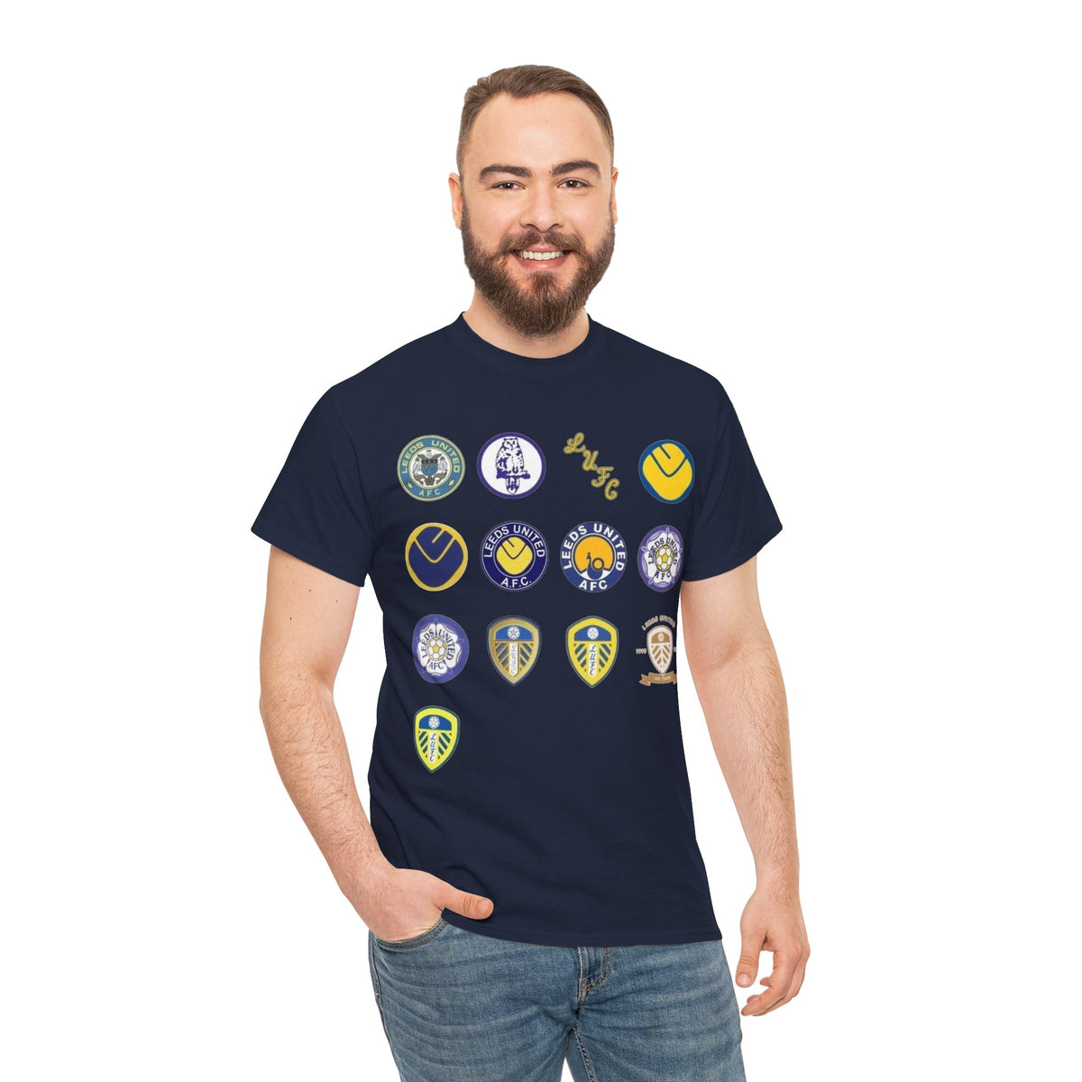 Leeds United Retro Crest Cotton T-Shirt — Vintage Football Club Emblem Tee