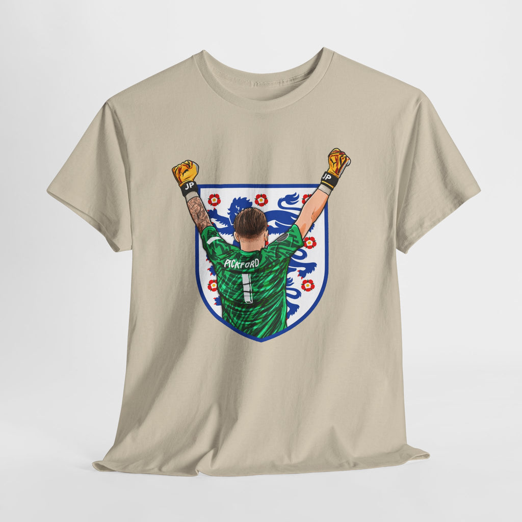 Pickford England Number 1 Goalkeeper Graphic Tee — Victory Pose Jersey Design