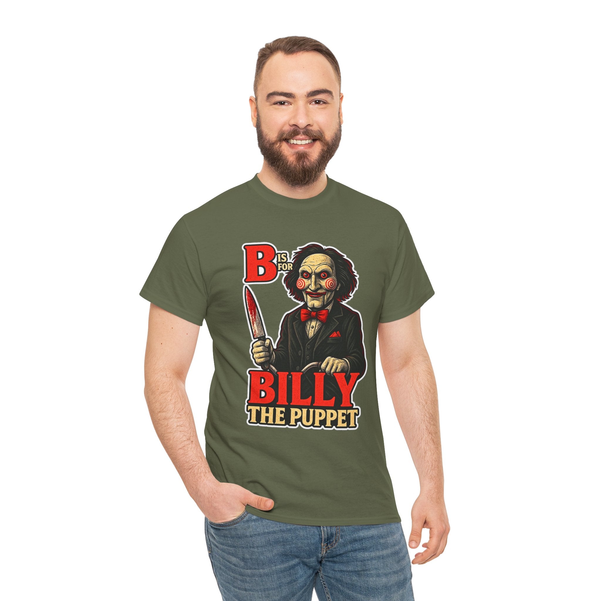 Billy the Puppet Horror Tee — Jigsaw-Style Killer Doll Graphic T-Shirt