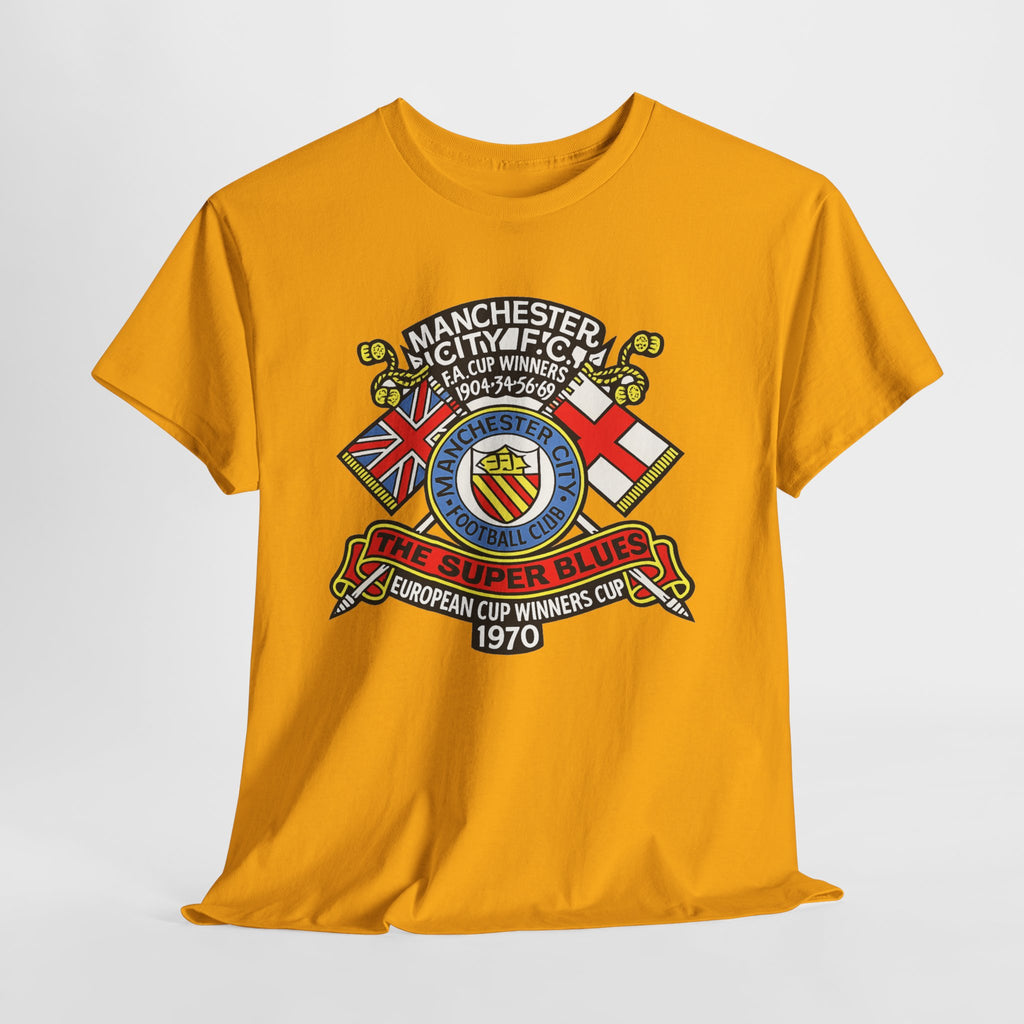 Manchester City Vintage Crest Tee — 'The Super Blues' 1970 European Cup Winners