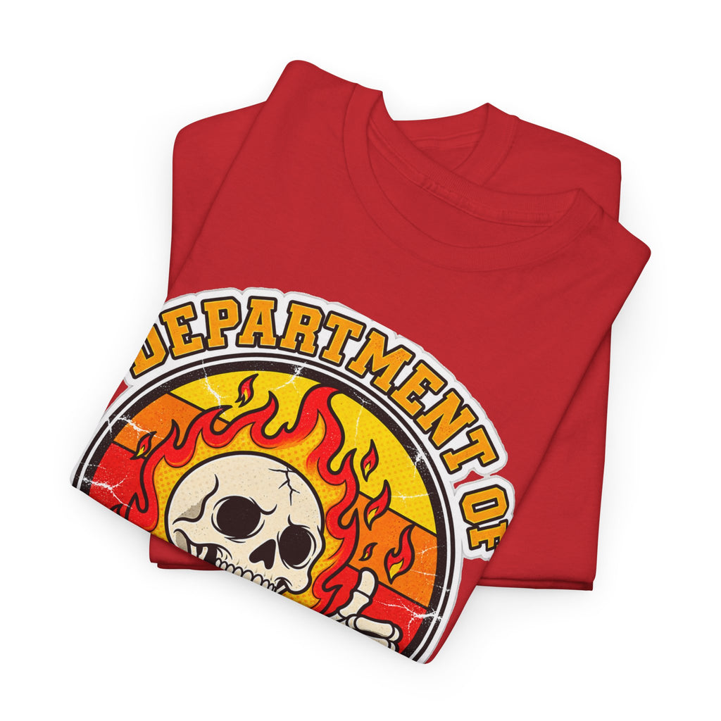 Department of Bad Decisions Skull T-Shirt — Retro Flaming Thumbs-Up Graphic Tee