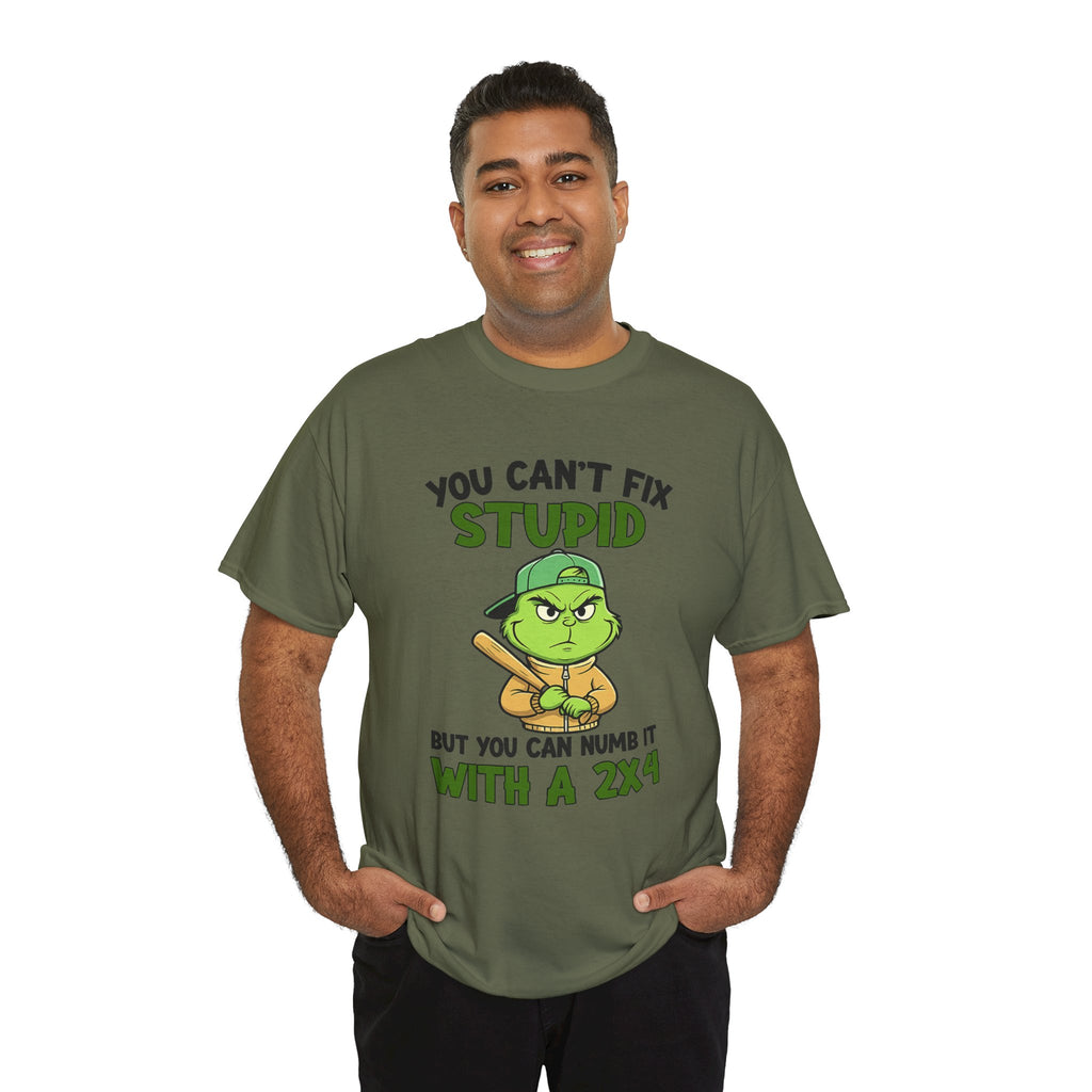 Funny Carpenter T‑Shirt — "You Can't Fix Stupid But You Can Numb It With a 2x4"