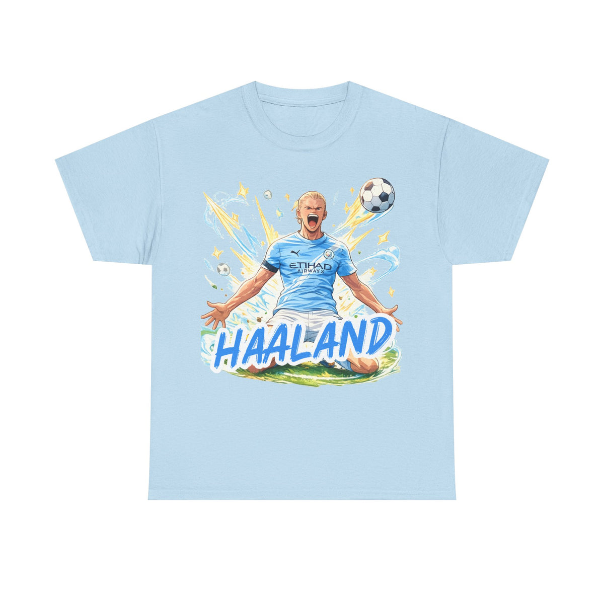 Erling Haaland Anime Fan Tee — Celebratory Football Player Graphic T-Shirt