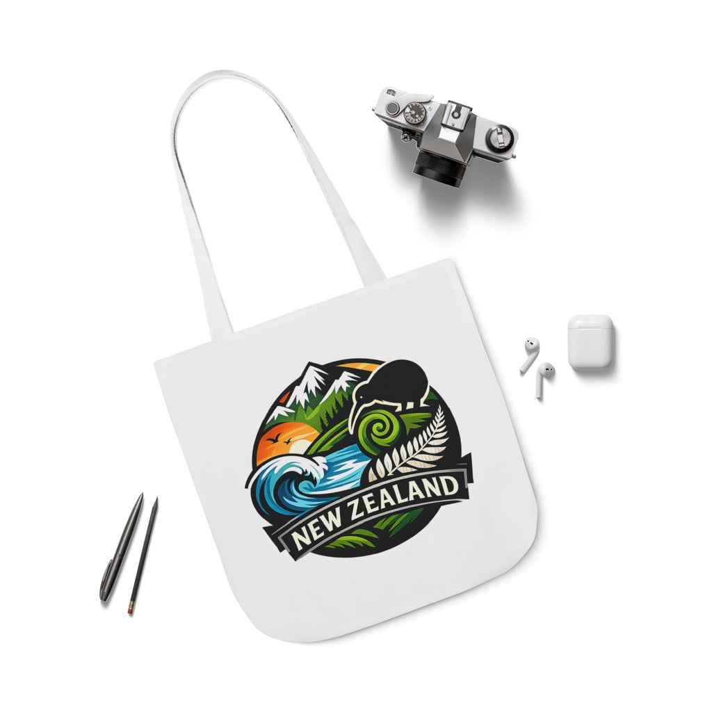 New Zealand Scenic Tote Bag — Kiwi, Mountains & Waves Canvas Tote