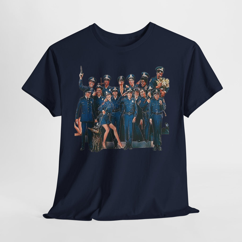 Police Academy Movie Inspired Cotton T‑Shirt — Retro Squad Photo Tee