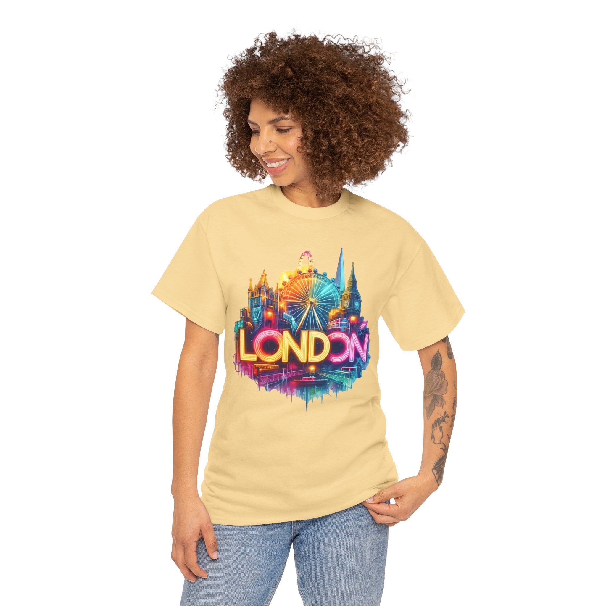 London Skyline Tee — Colorful Neon London Landmark T-Shirt