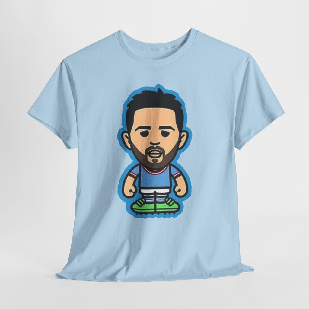 Bernardo Silva Manchester City Legend Graphic Tee — Player Cartoon Front & Tribute Poster Back