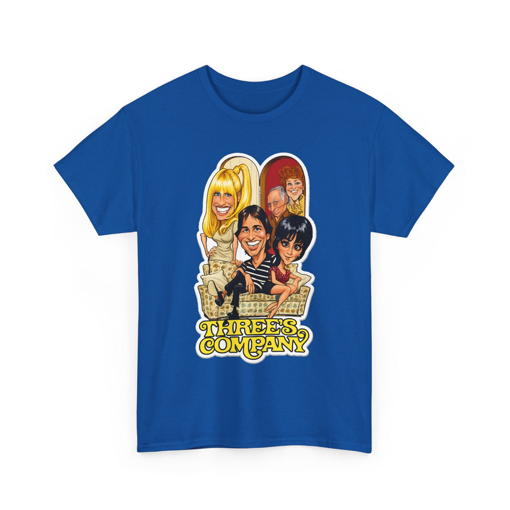 Three's Company Retro TV Tee — Vintage Sitcom Caricature T-Shirt