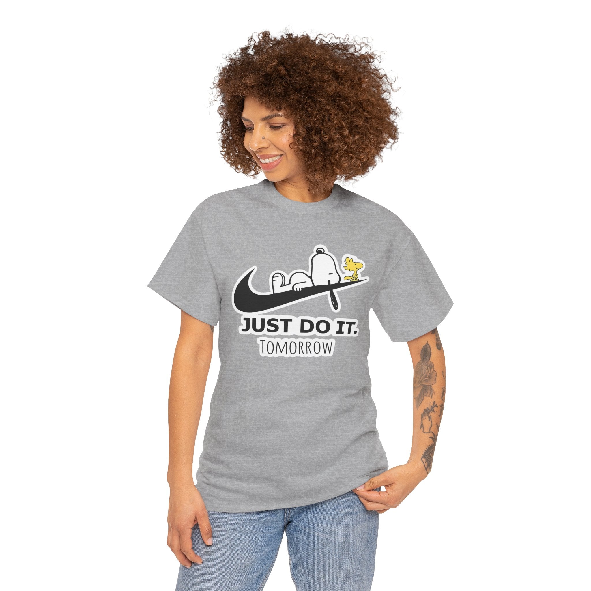 Snoopy "Just Do It Tomorrow" Graphic Cotton T-Shirt