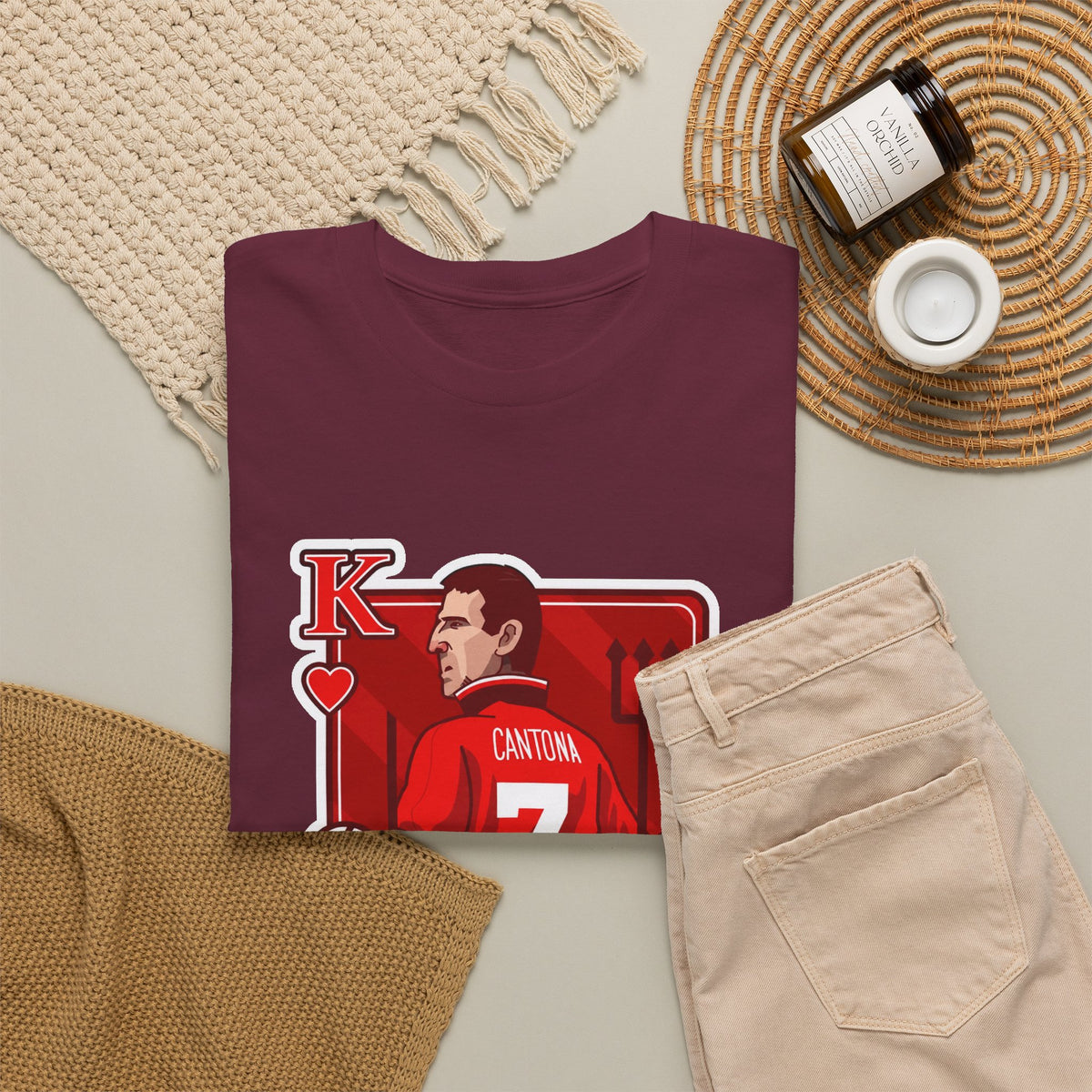 Cantona Playing Card Cotton T-Shirt / Tee — Number 7 Custom Jersey Design