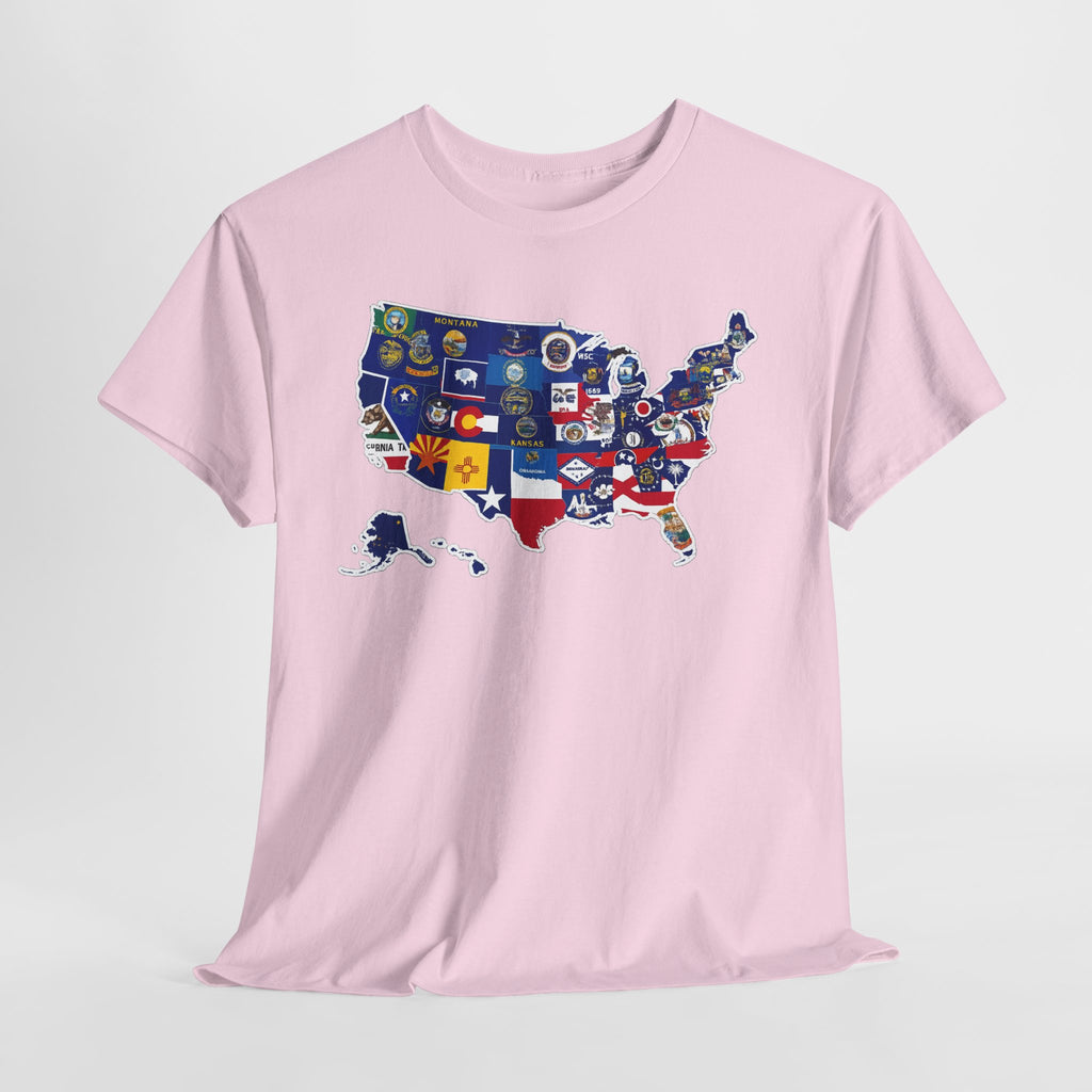 USA Map Flag T-Shirt — United States State Flag Map Tee