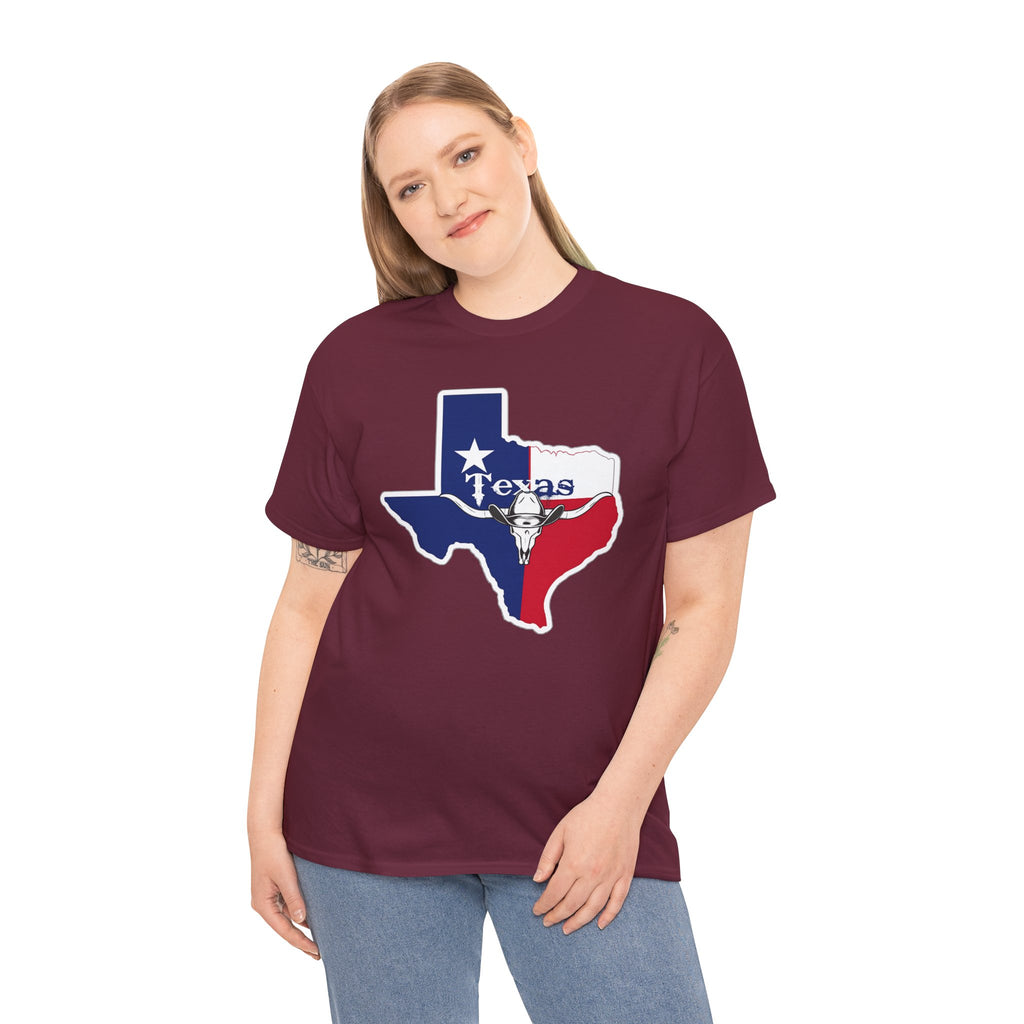 Texas Flag Outline T-Shirt — Lone Star State Map Tee with 'Texas' Text