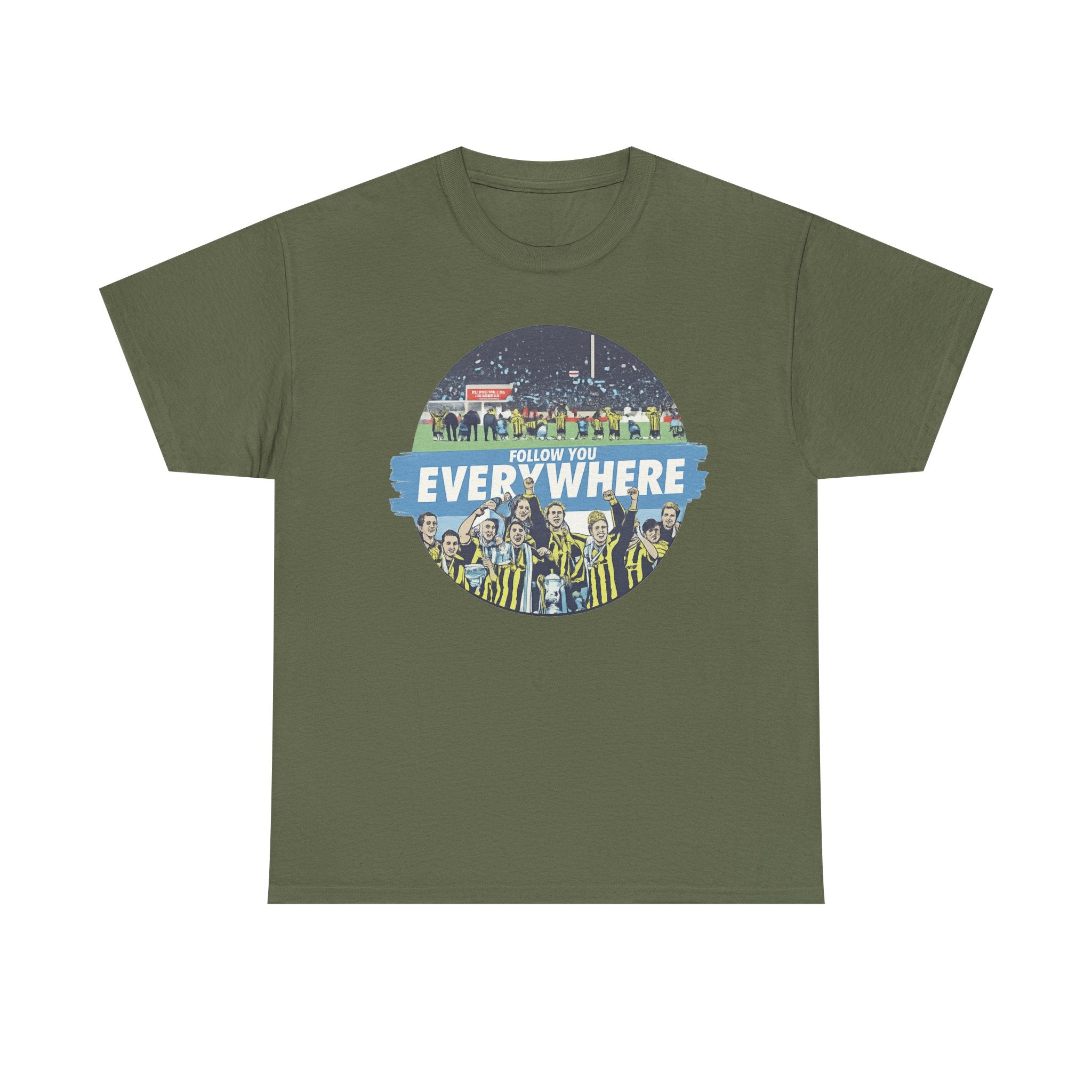 Manchester City Everywhere Soccer Crowd Graphic Tee — 'Follow You Everywhere' Fan Shirt