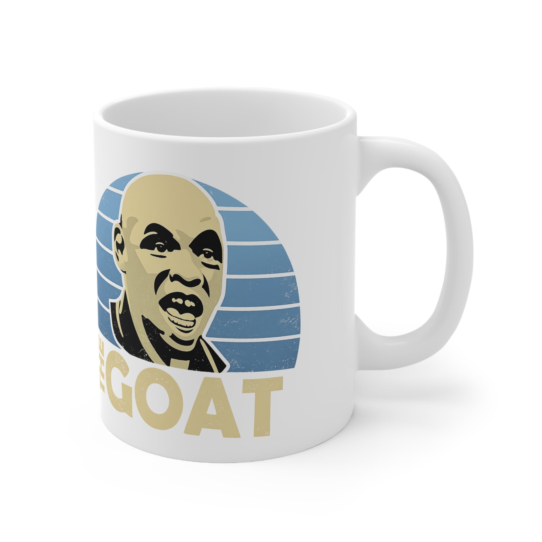 Shaun GOAT Goater Manchester City Ceramic Mug — Retro Blue Striped Design (11oz & 15oz)