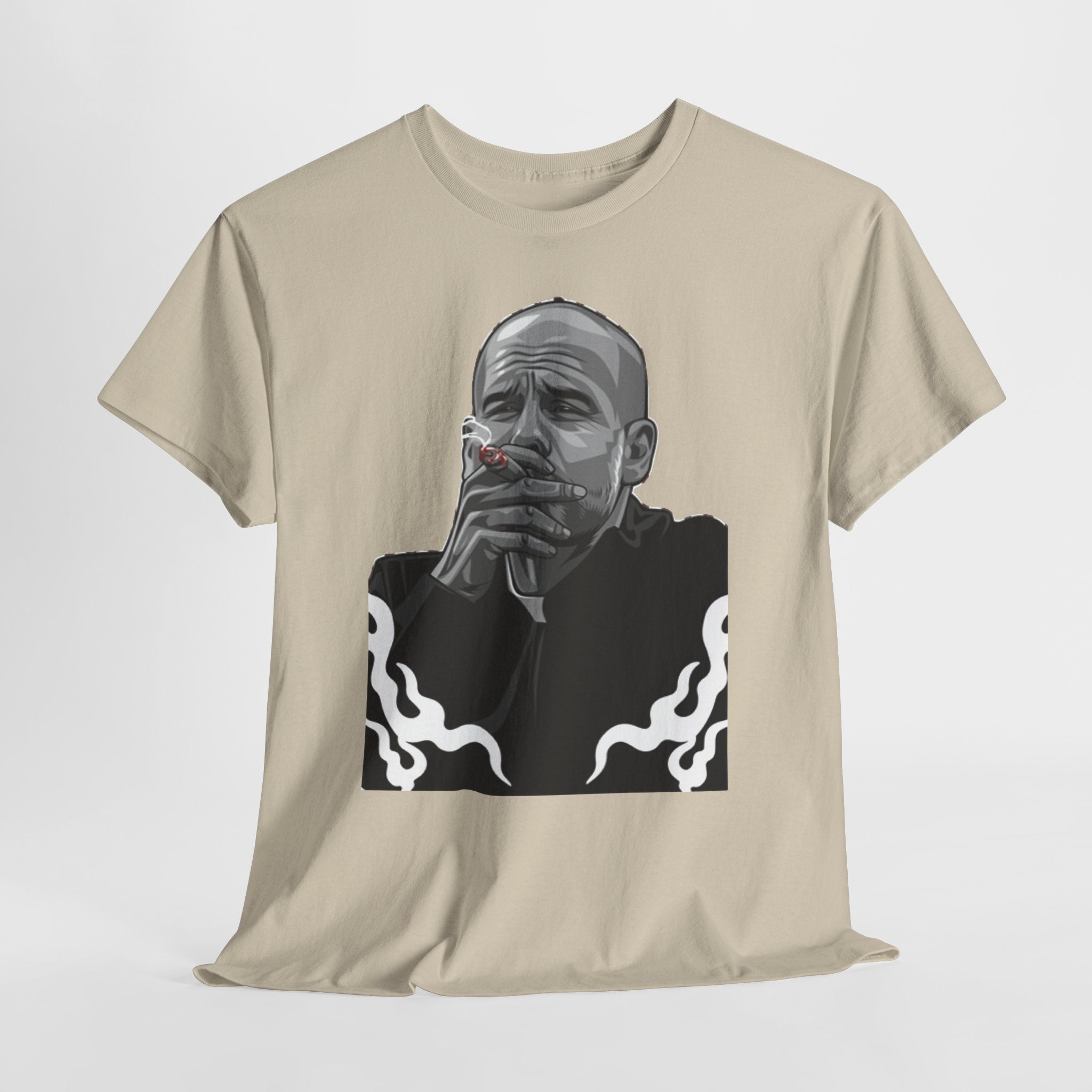 Pep Guardiola Smoking Portrait T‑Shirt — Moody Graphic Tee