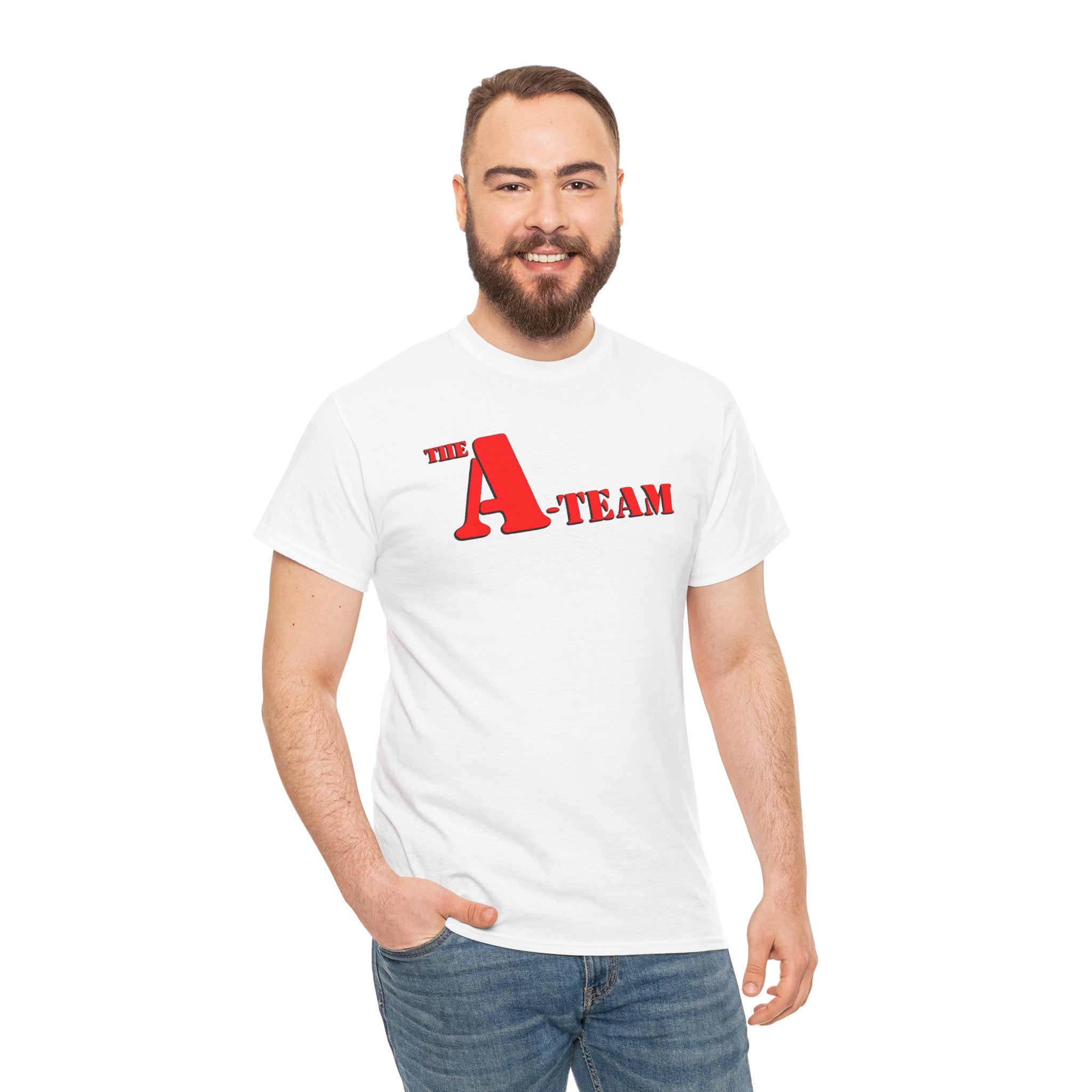 A-Team Graphic Tee — Retro Red Logo Vintage Crew T-Shirt