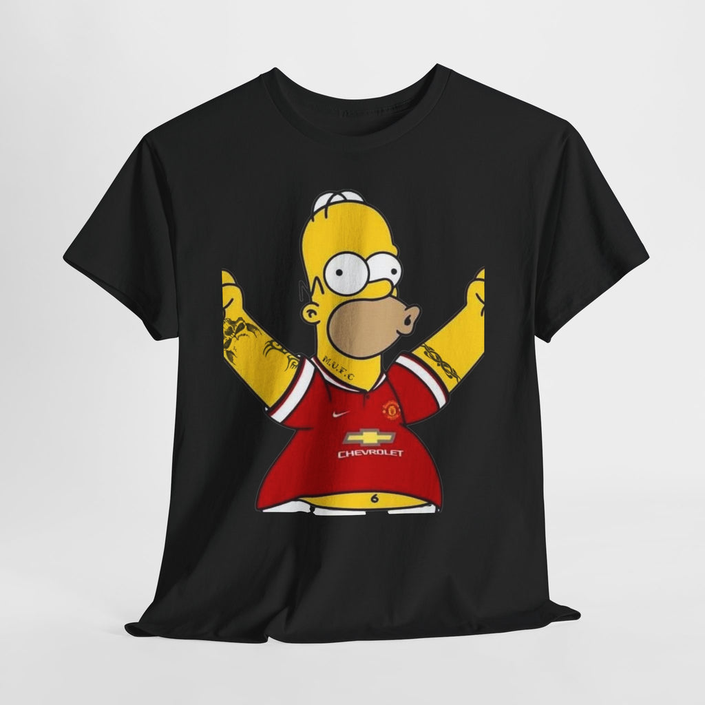 Homer Simpson Manchester Fan T-Shirt — Cartoon Football Supporter Tee
