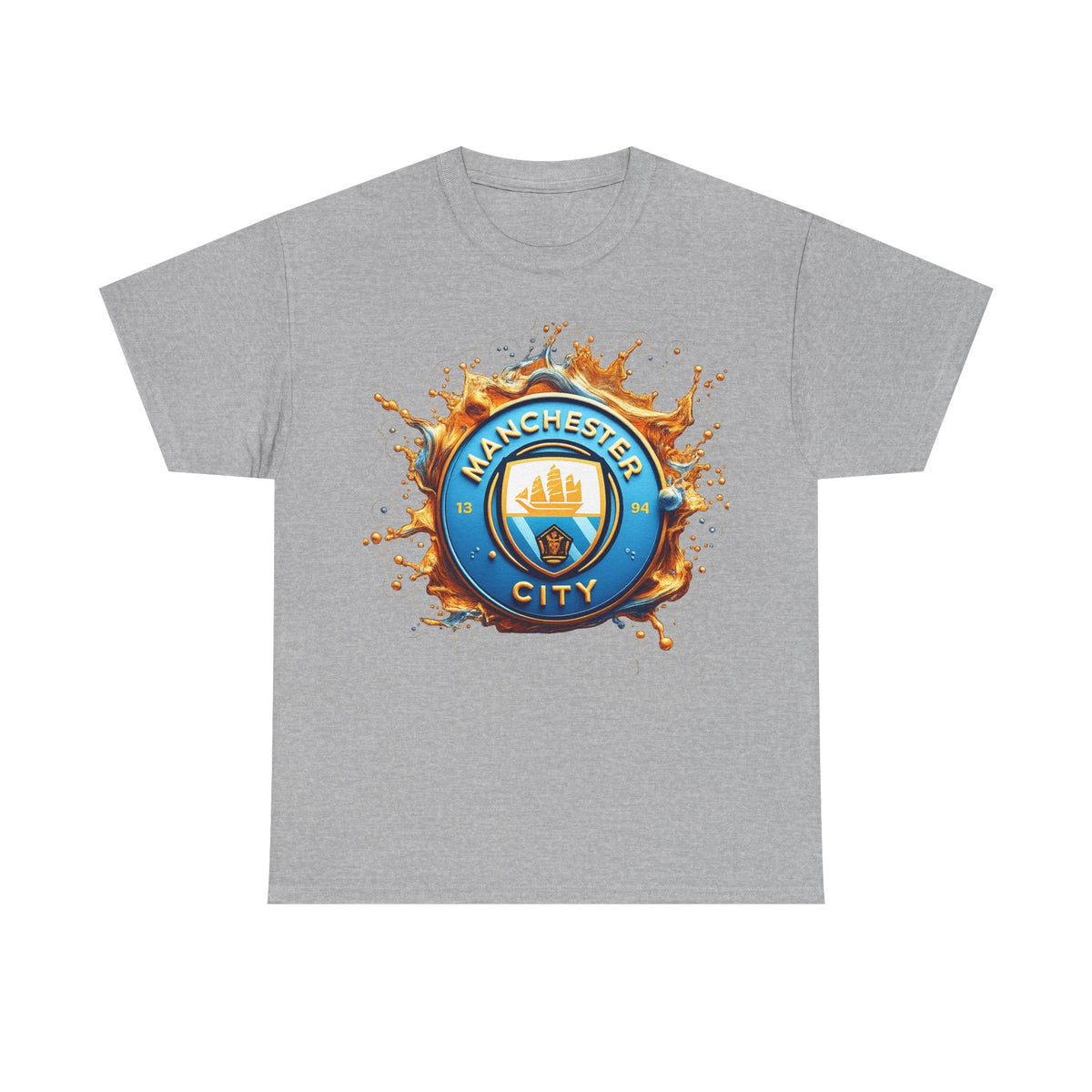 Manchester City Inspired Splash Logo Cotton T-Shirt