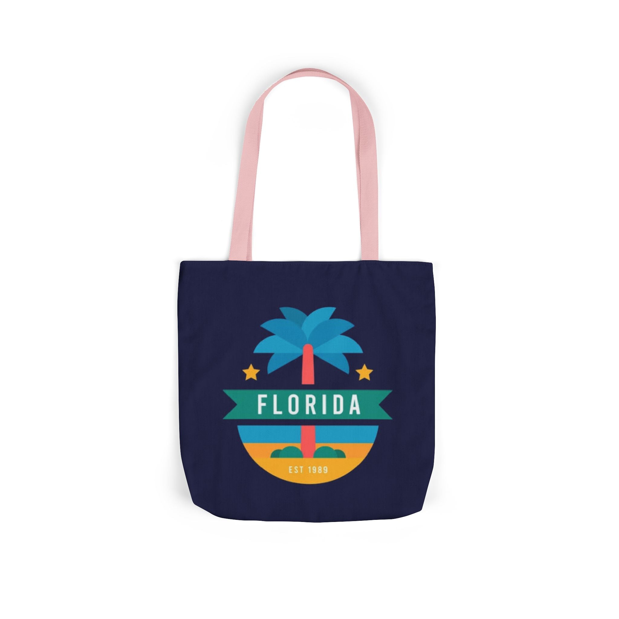 Florida Palm Beach Canvas Tote Bag — Retro Sunshine Travel Tote