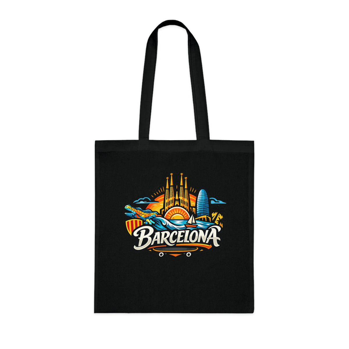 Barcelona Skyline Cotton Tote — Souvenir Travel Beach Bag