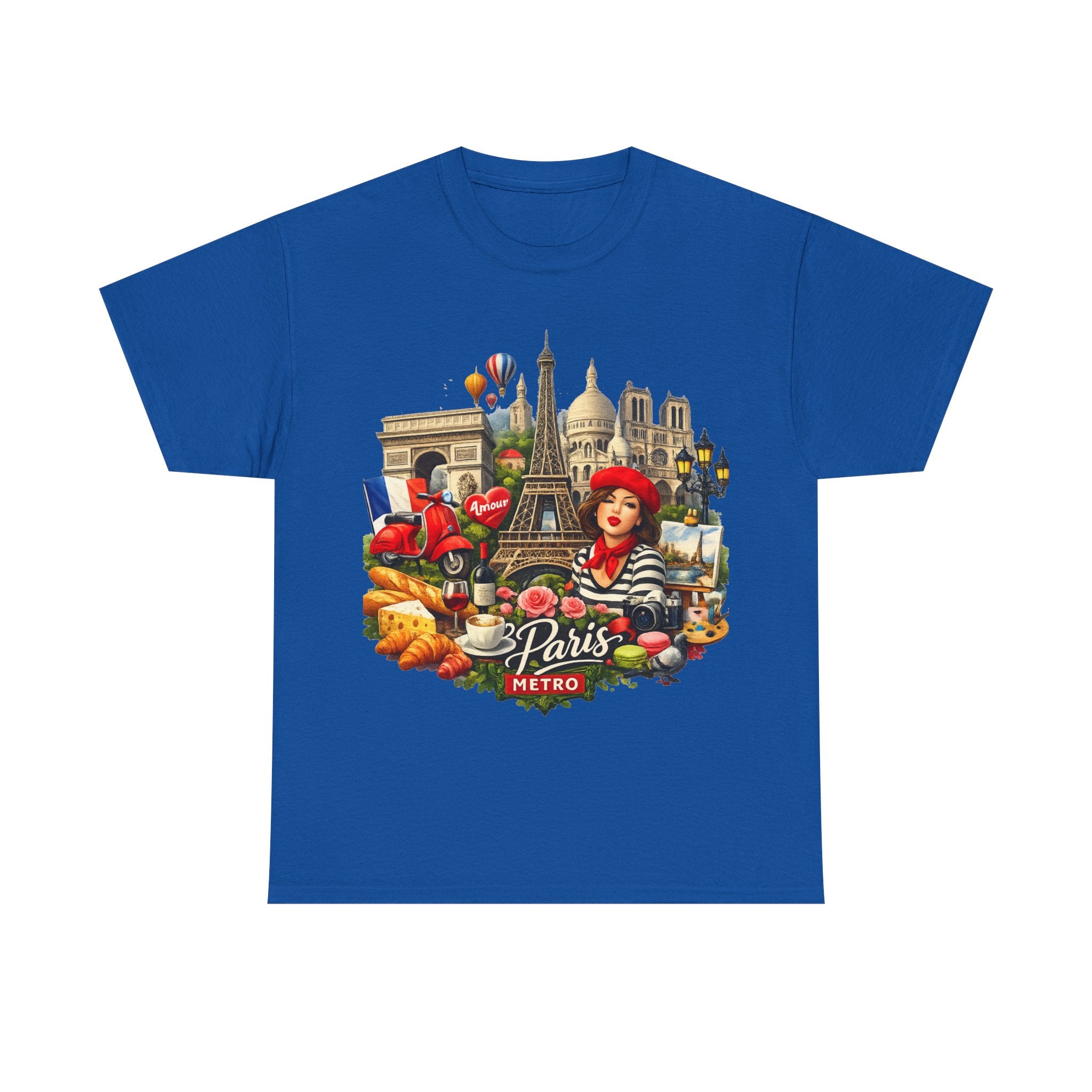 Paris Montage Tee — Eiffel Tower, Croissant & Metro Vintage Travel T‑Shirt