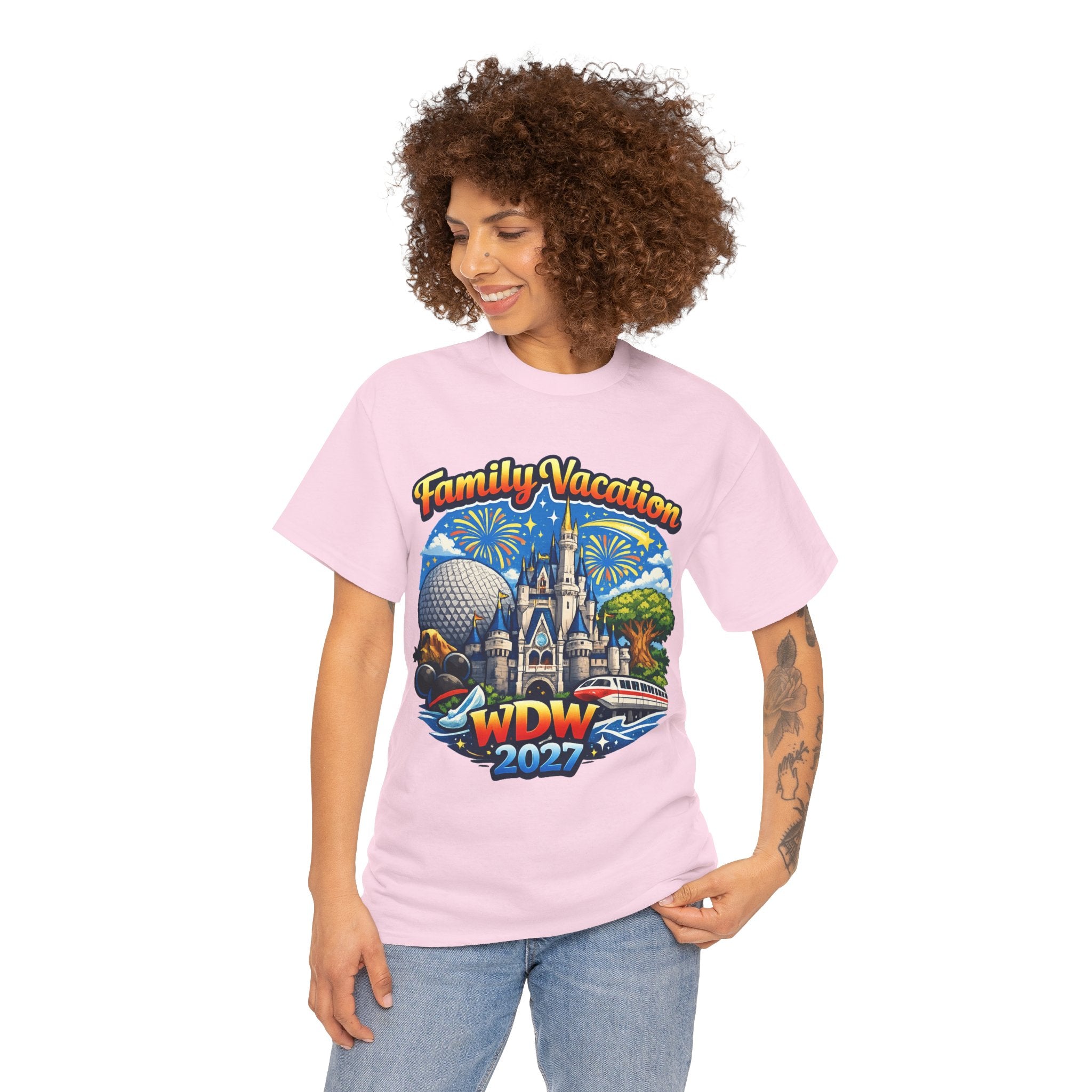 Family Vacation WDW 2027 T-Shirt – Disney Park Castle & Fireworks Vacation Tee