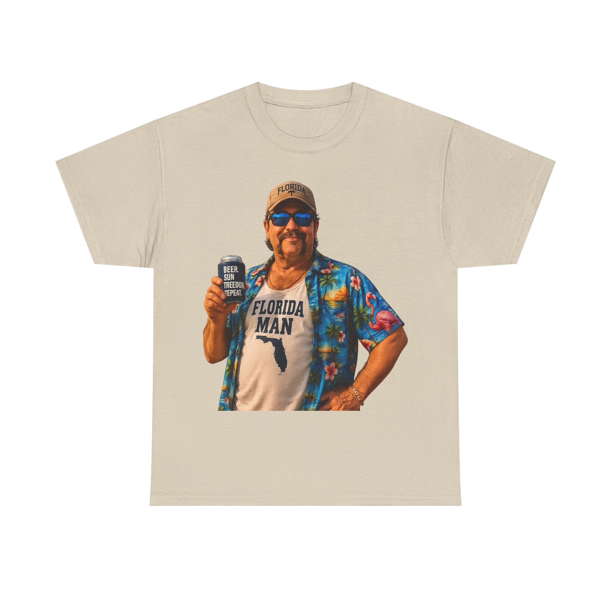 Florida Man Graphic Tee — Funny Vacation Shirt with Hawaiian Shirt Design