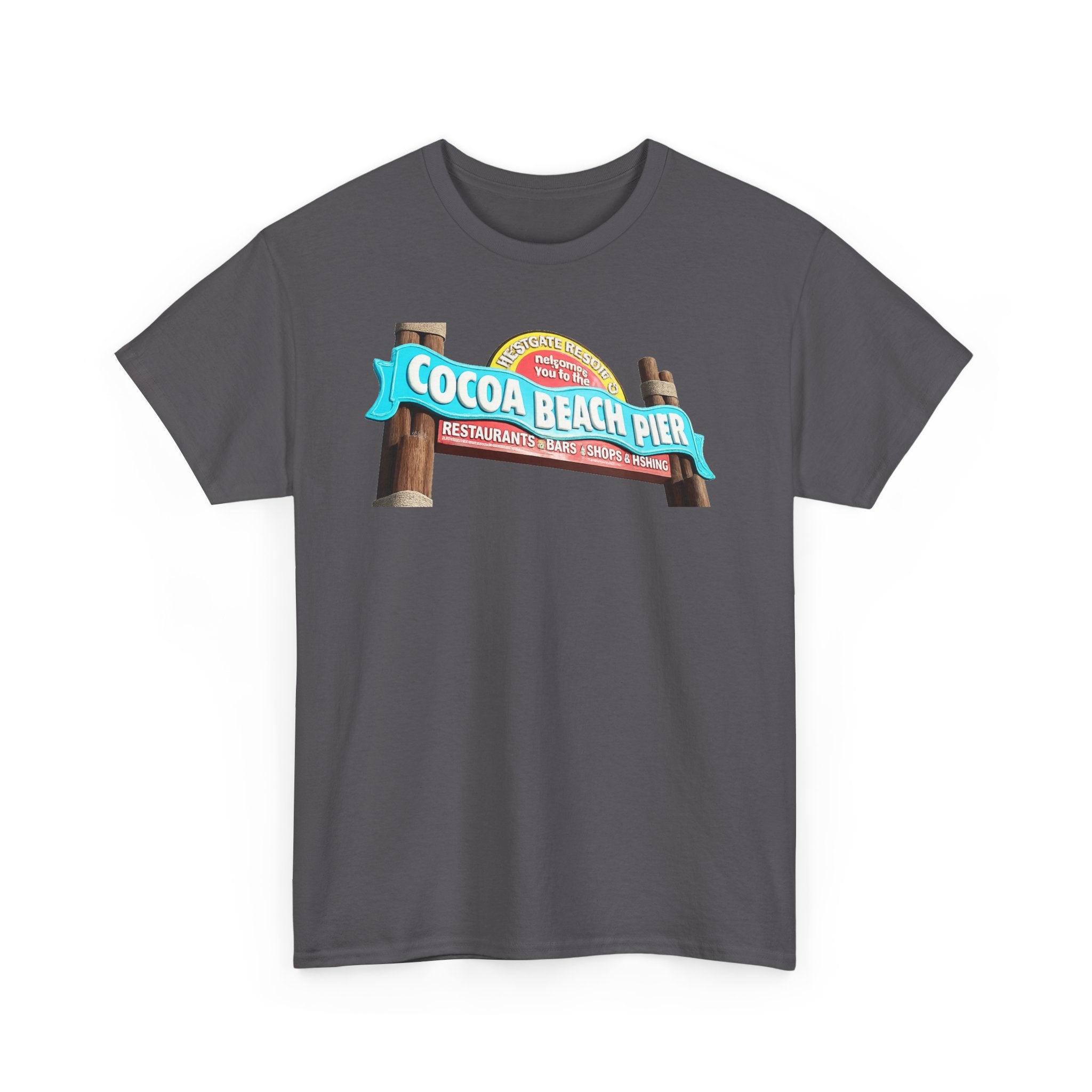 Cocoa Beach Pier T‑Shirt — Retro Beach Sign Vacation Tee