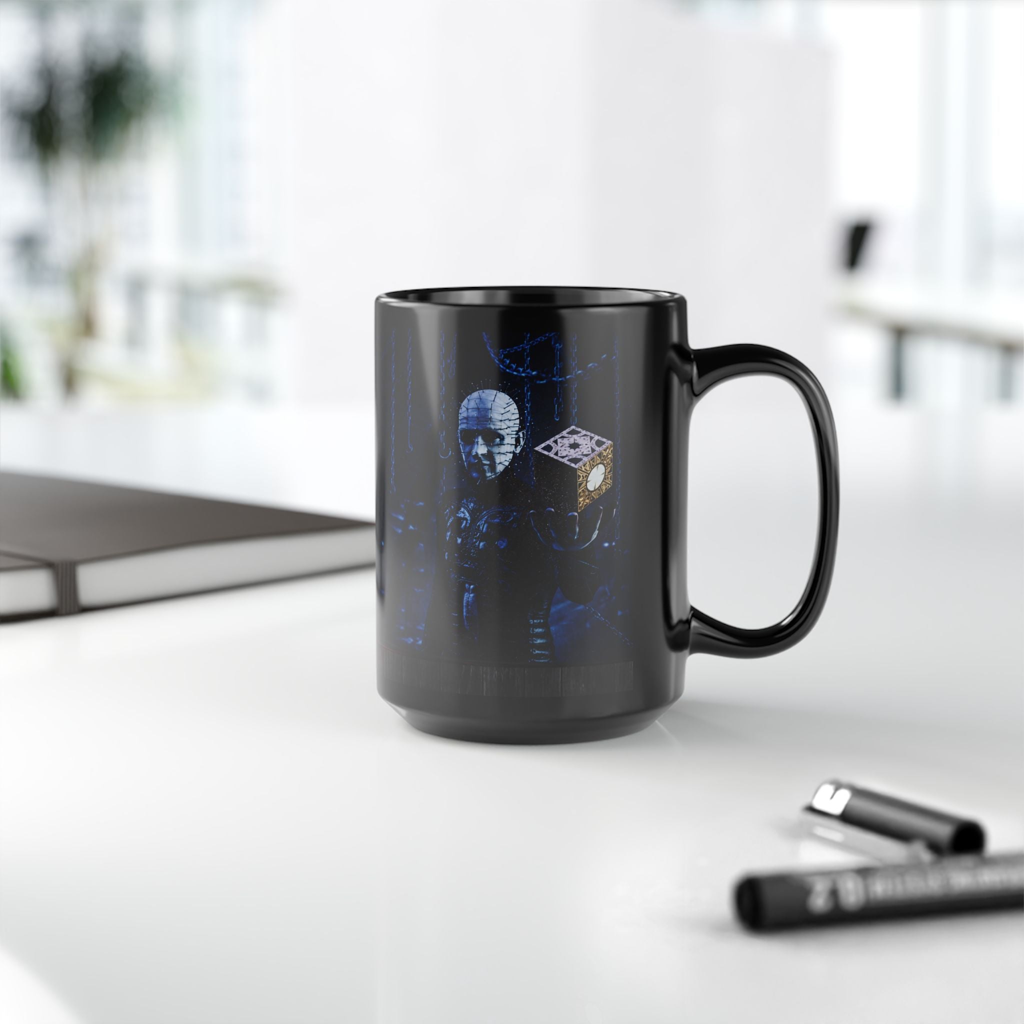 Hellraiser Pinhead & Lament Configuration Black Coffee Mug – Horror Movie Fan Gift (11oz/15oz)