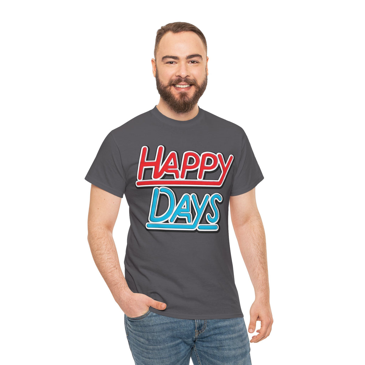 Happy Days T-Shirt — Retro Red & Blue Inspired Graphic Cotton T-shirt