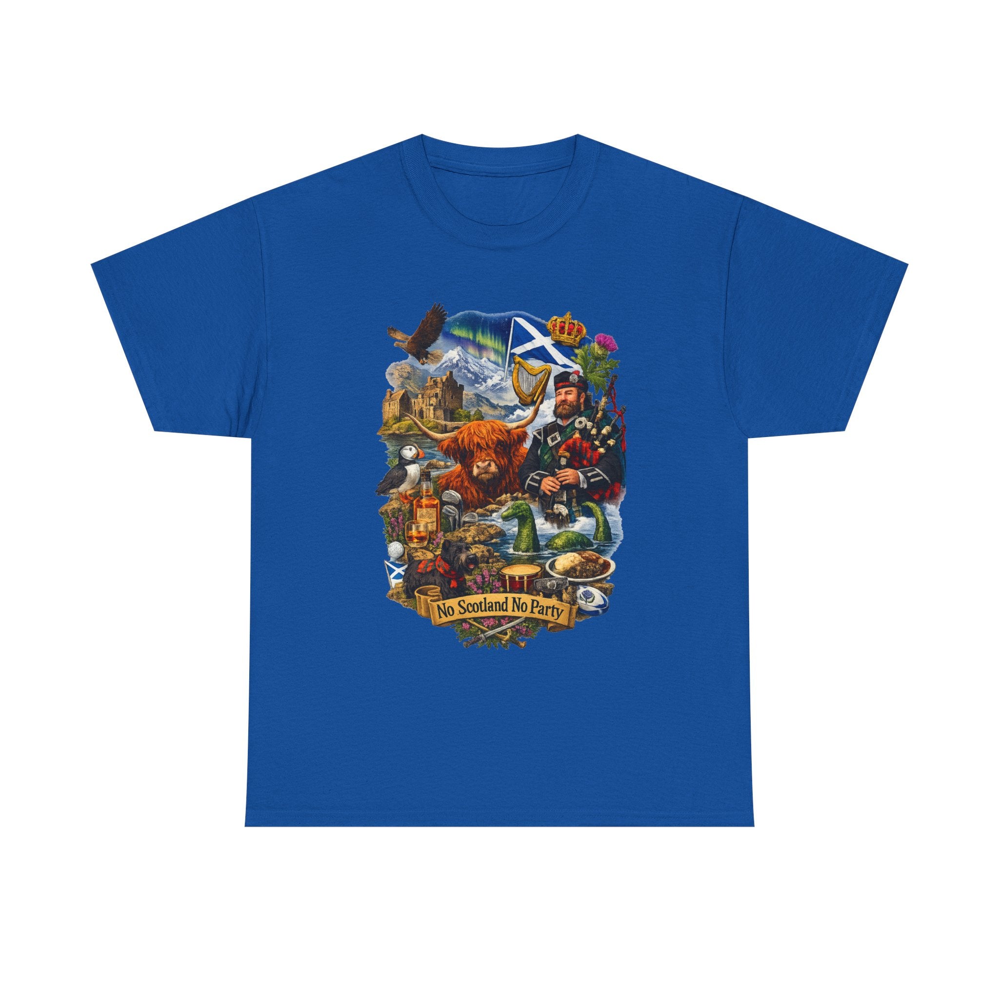 Scotland Collage T-Shirt — "No Scotland No Party" Scottish Heritage Tee