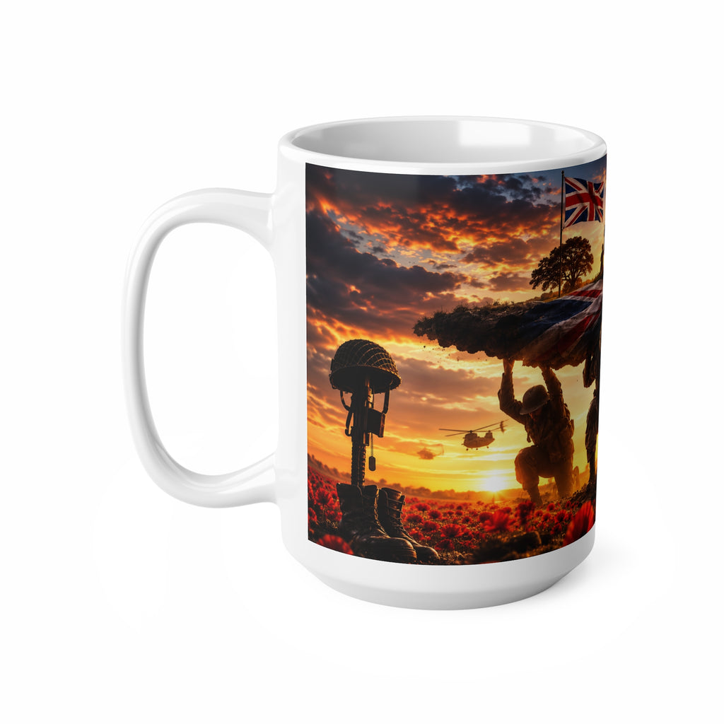 Veterans Remembrance Mug - Sunset Soldiers Poppy Tribute (11oz & 15oz)