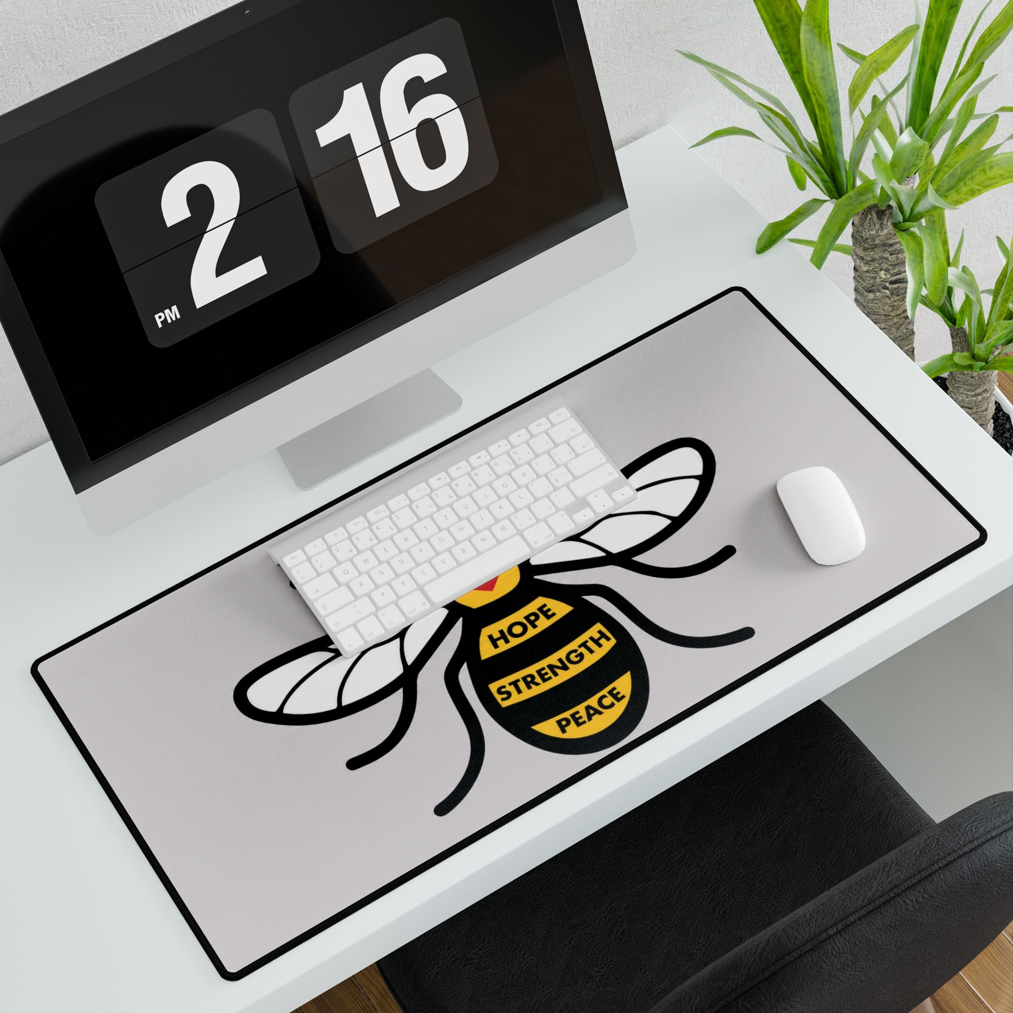 Manchester Bee Hope Strength Peace Bee Desk Mat – Large Gaming/Work Desk Pad