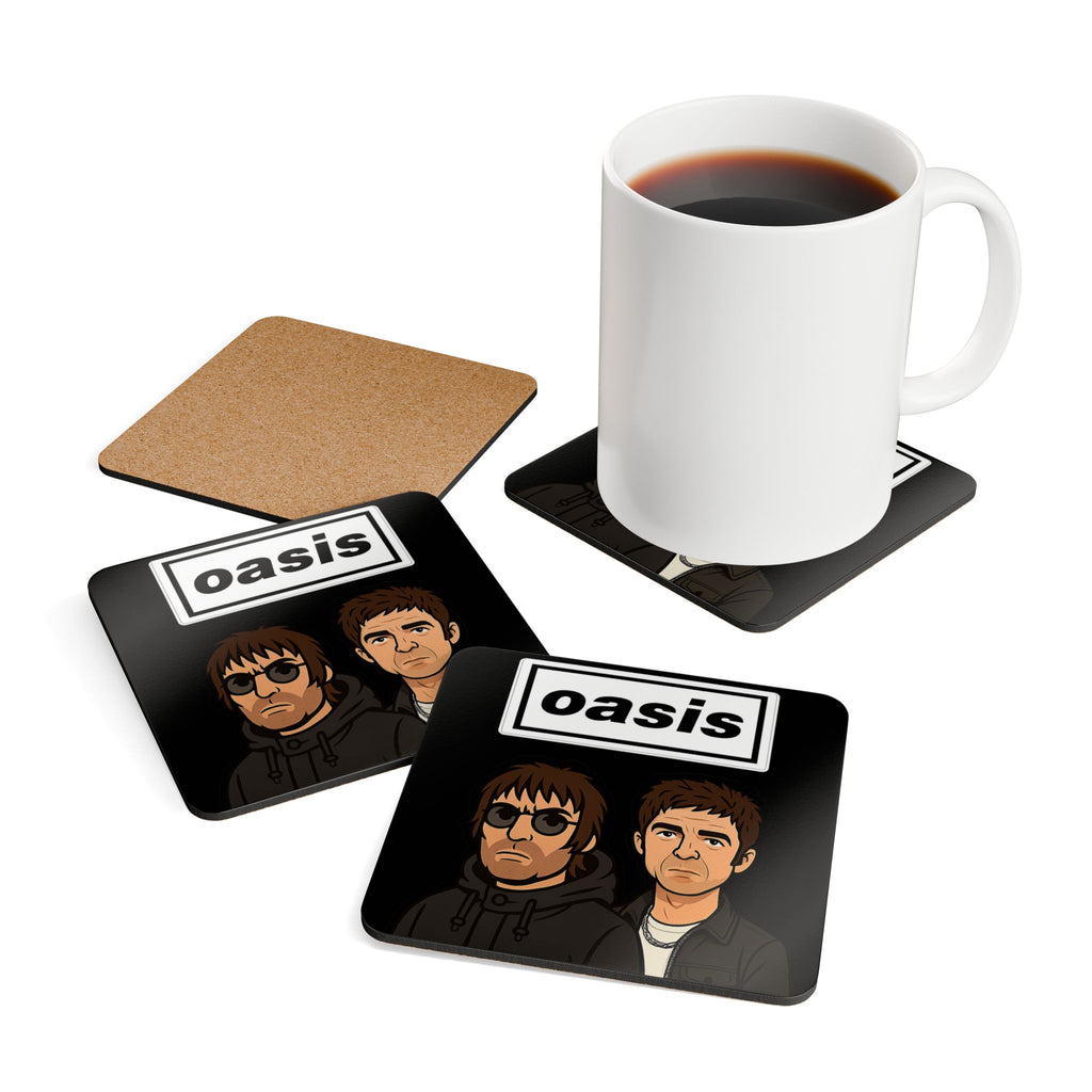 Oasis Inspired Band Cork Coaster Set – Retro Rock Music Drink Coasters
