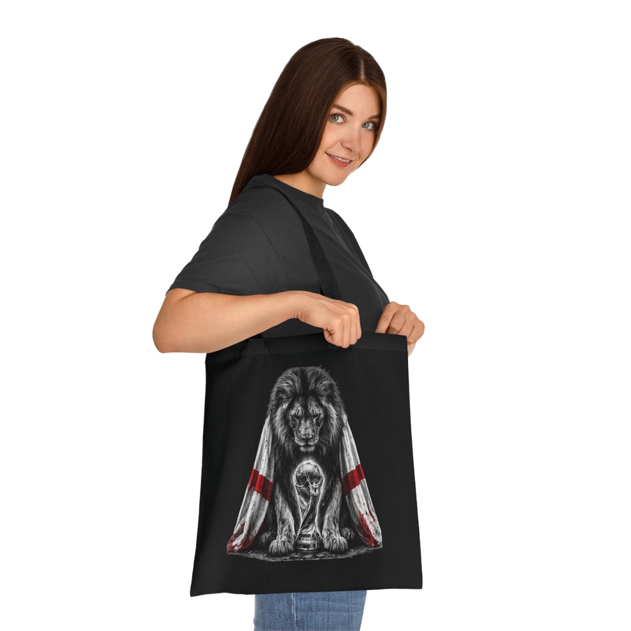 England Lion Tote Bag – Protective Lion Illustration Cotton Tote