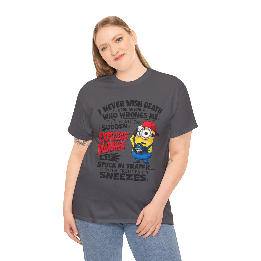 Funny Minion Traffic Tee — "Explosive Diarrhea" Humorous Graphic T-Shirt