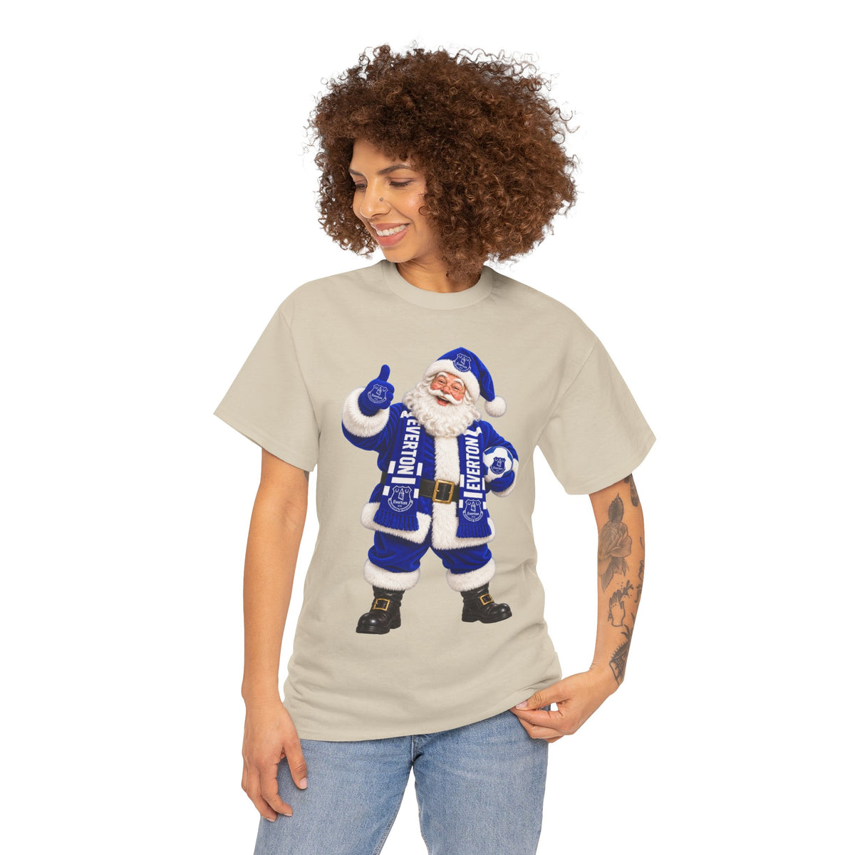 Everton Santa Scarf Christmas Tee - Holiday Vintage Santa T-Shirt